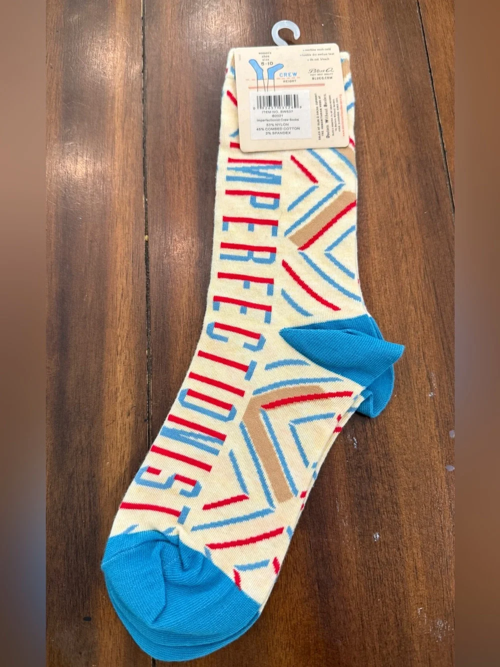 Blue Q Imperfectionist Socks Funny Quote